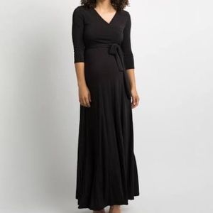 Pinkblush black maternity dress with sash